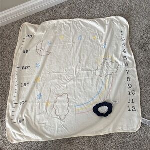 Old Navy Cream Baby Milestone Blanket with Pastel Blue, Yellow Pink Accents NWT